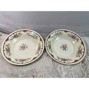 2 of  Homer Laughlin Eggshell Round Fruit‎ Salad / dessert Plate 8" Flora